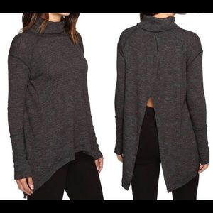 Free people high low split back turtle neck